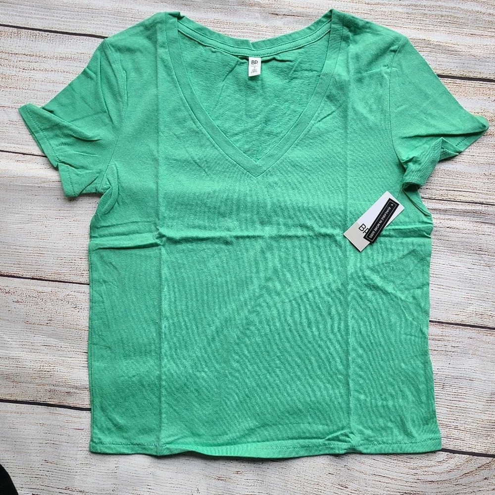 Vneck Basic Tshirt Tee Green Size XXS